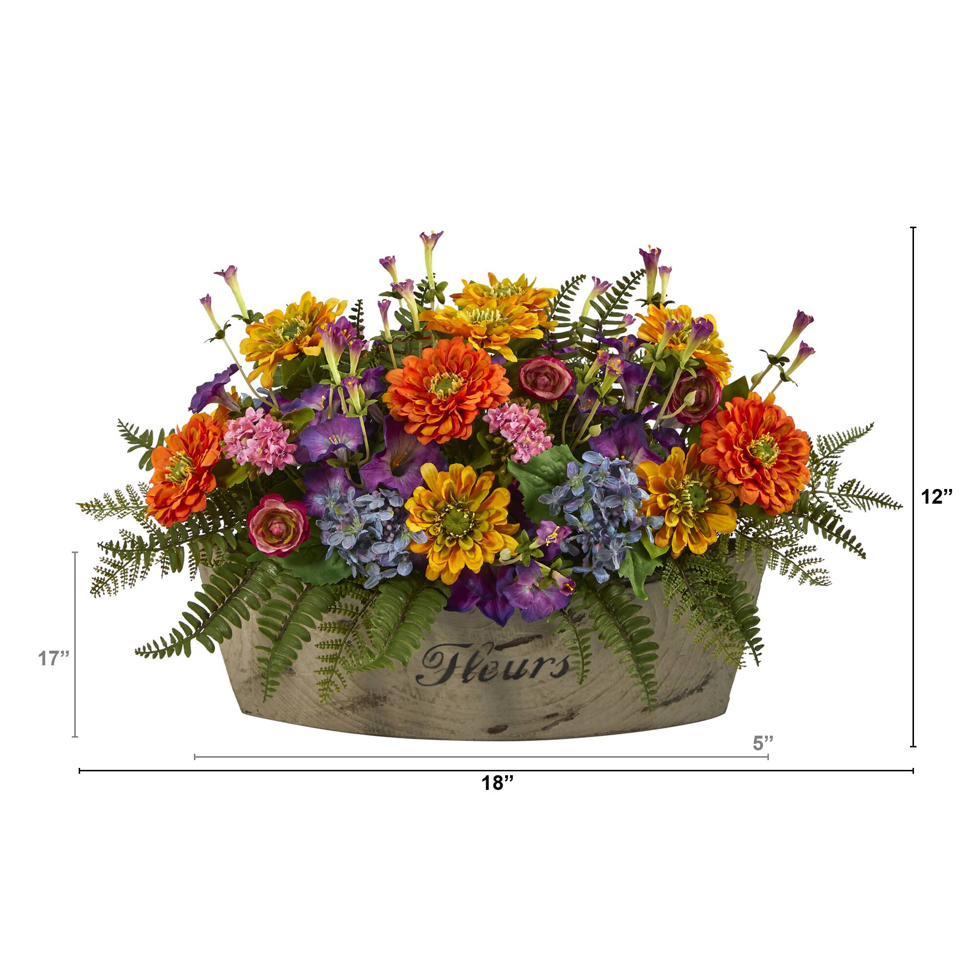 12" Mixed Flowers Arrangement in Decorative Vase